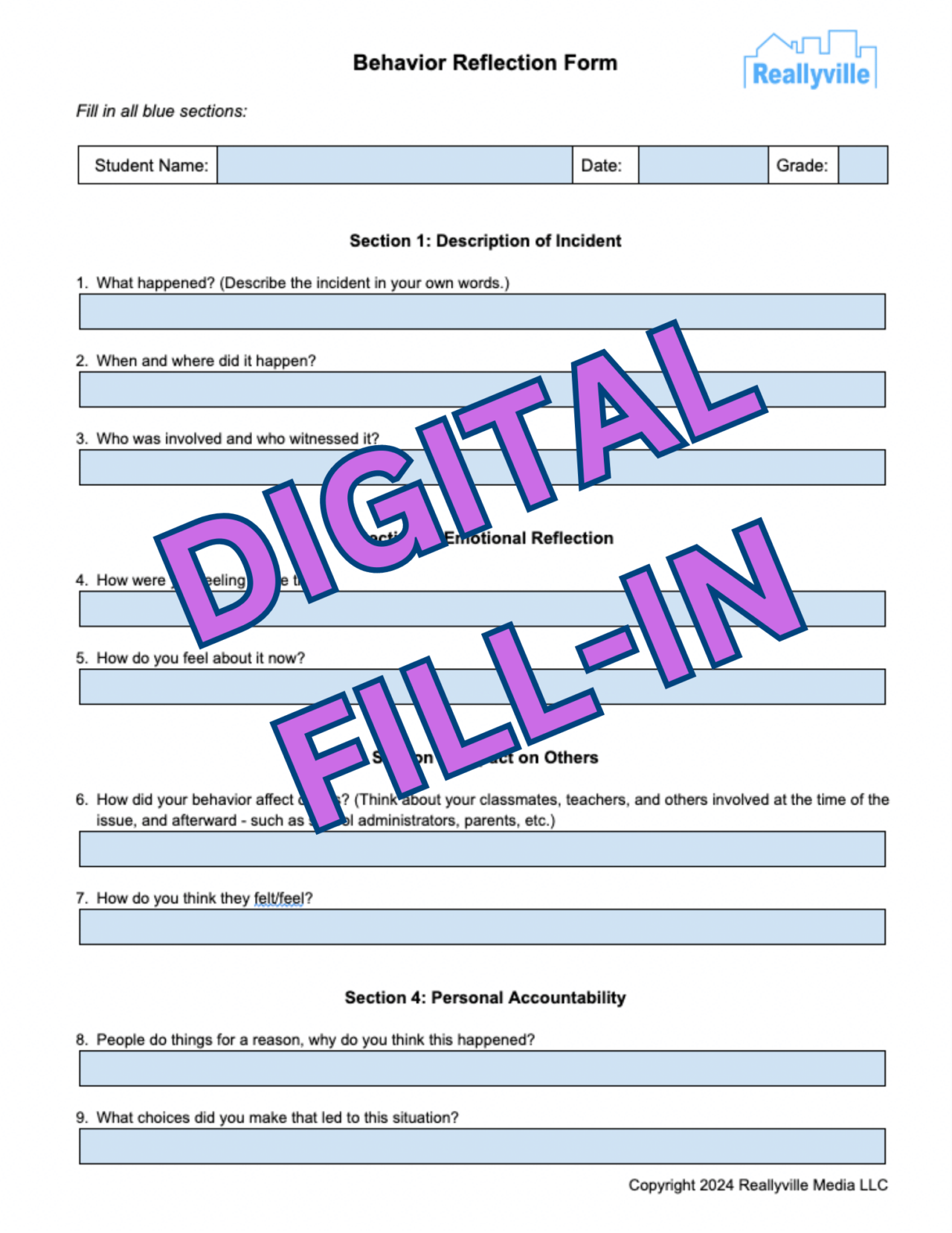 Behavior Reflection Forms - Reallyville
